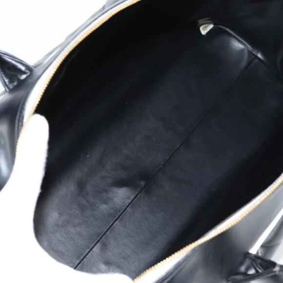 CHANEL Matelasse Boston Bag Calf Skin Black CC Auth 127925V - Picture 10 of 15